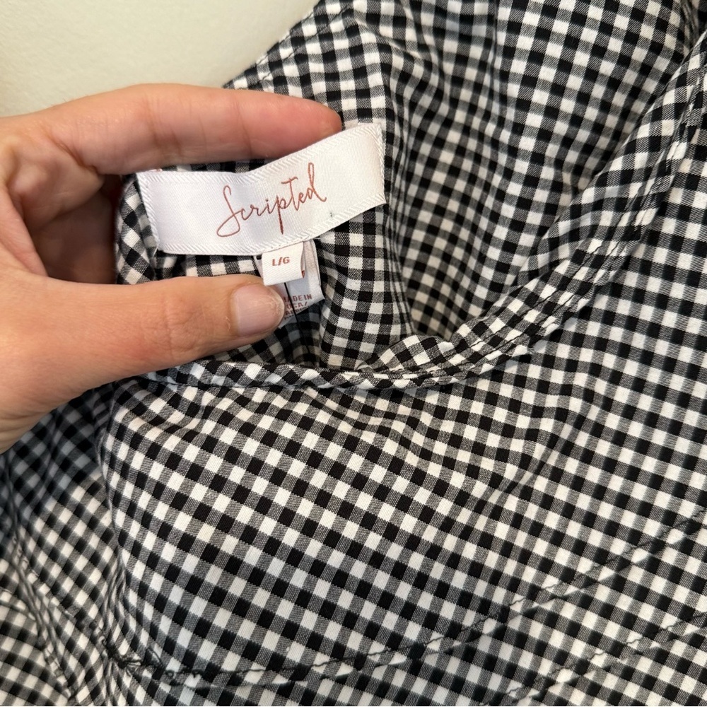 Scripted Blouse, Checkered Pattern One Off Should… - image 6